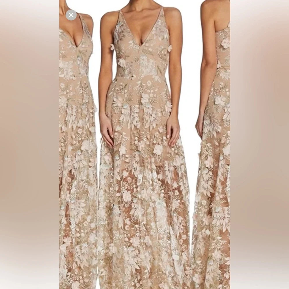 Anthropologie dress the population,  Sidney sheer floral tulle maxi dress - Picture 8 of 8